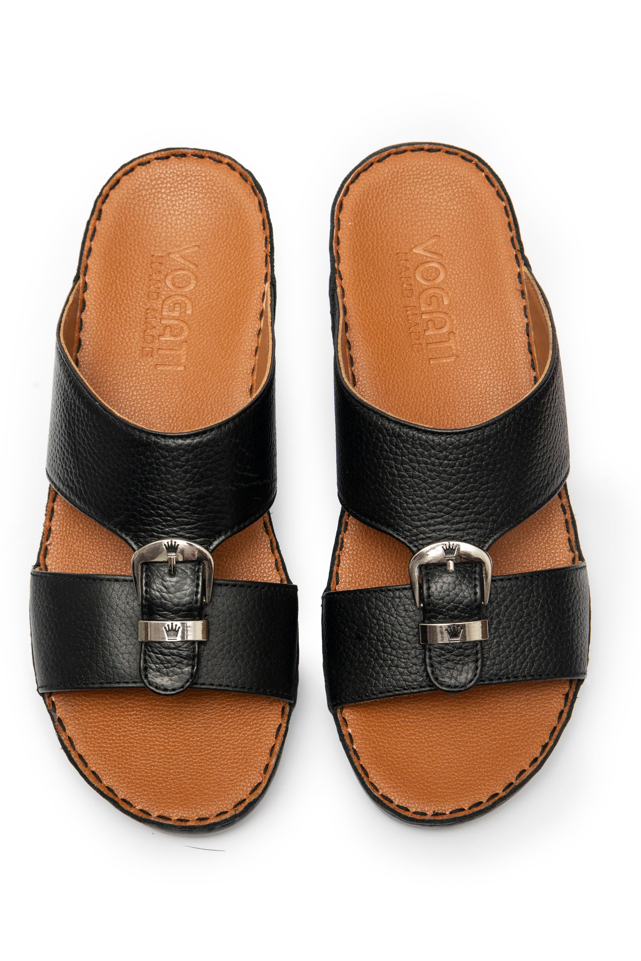 Handmade Arabic Slippers with Metal Buckle - Black